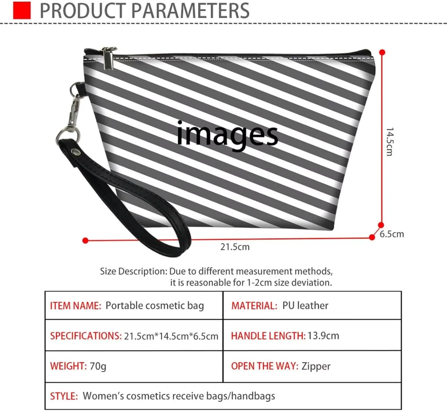 HUGS IDEA Black Pug Makeup Bag PU Leather Cosmetic Bag for Women Travel Makeup Bag for Girls Large Double Layers Make Up Brush Bags Toiletry Bag