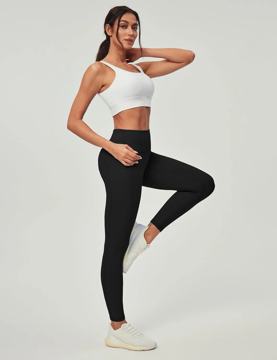 IUGA Compression Leggings for Women Tummy Control No Front Seam Leggings with Pockets High Waisted Workout Yoga Pants