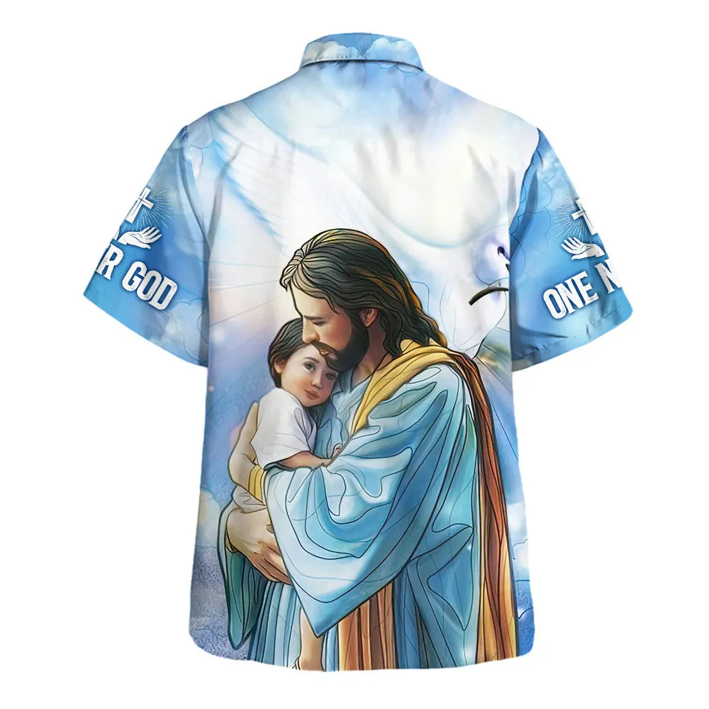 Jesus Hugging Child Hawaiian Shirt - One Nation Under God Hawaiian Shirts For Men And Women - Christian Hawaiian Shirt - Hawaiian Summer Shirts