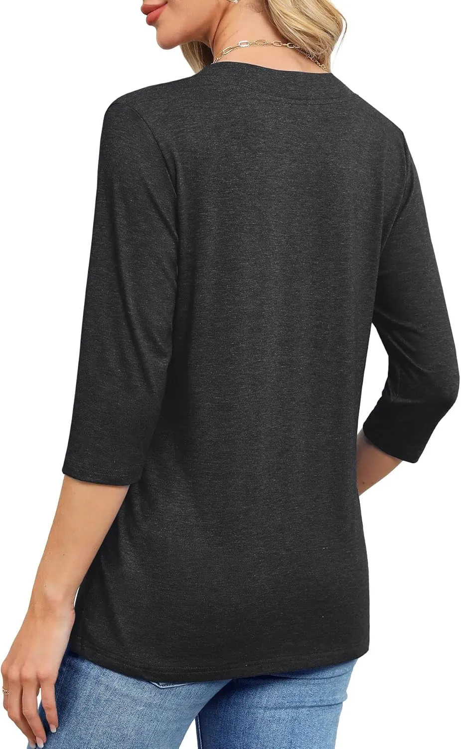 JomeDesign Womens Tops 3/4 Length Sleeve Summer V Neck Shirts Casual Tunic Tops 2025