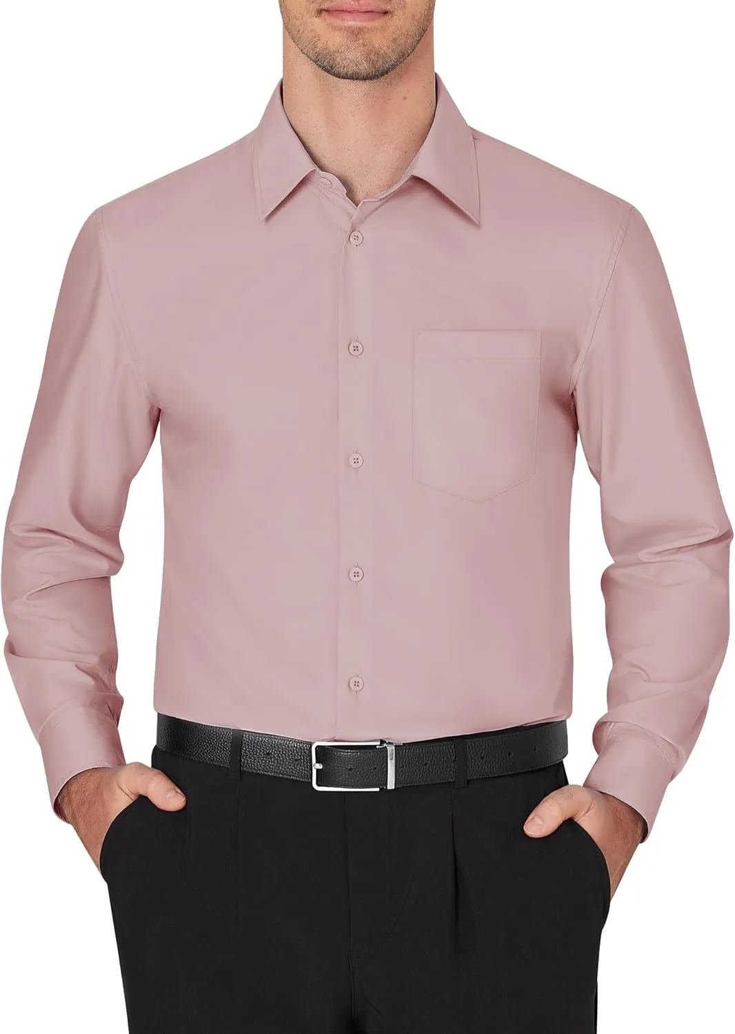 J.VER Men's Dress Shirts Wrinkle Free Long Sleeve Formal Shirt Solid Business Casual Button Down Shirts for Wedding Prom
