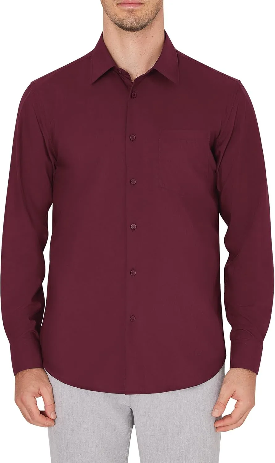 J.VER Men's Dress Shirts Wrinkle Free Long Sleeve Formal Shirt Solid Business Casual Button Down Shirts for Wedding Prom