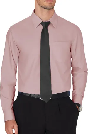 J.VER Men's Dress Shirts Wrinkle Free Long Sleeve Formal Shirt Solid Business Casual Button Down Shirts for Wedding Prom