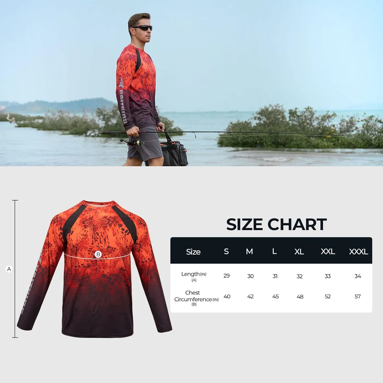 KastKing UPF 50 Fishing Shirts for Men, Long Sleeve Fishing Hiking Shirt, Breathable Moisture Wicking, Sun Shirts for Men