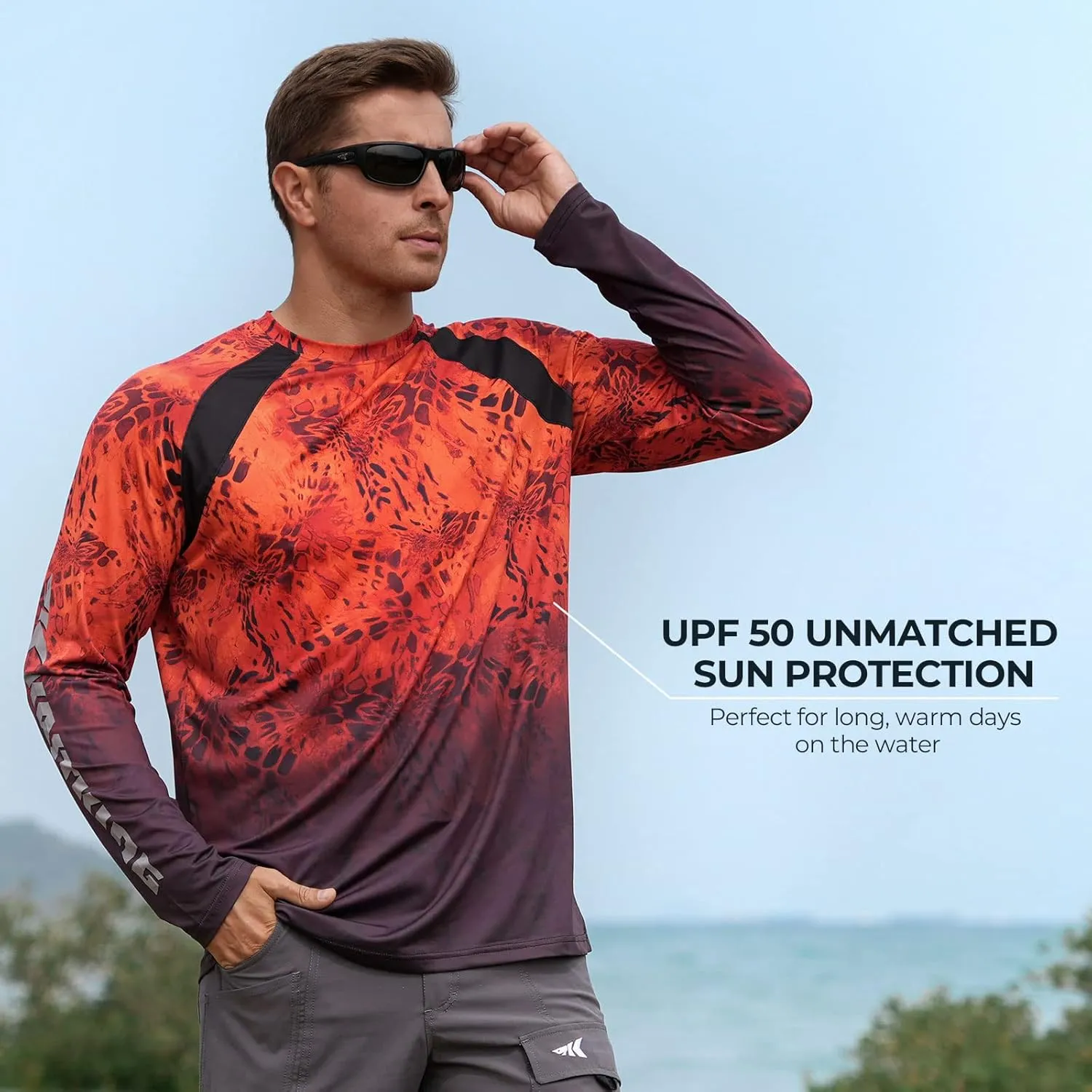 KastKing UPF 50 Fishing Shirts for Men, Long Sleeve Fishing Hiking Shirt, Breathable Moisture Wicking, Sun Shirts for Men