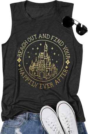 KIDDAD Magic Kingdom Tank Tops for Women: Magical Shirts Fairy Castle Shirt Family Vacation Vest Summer Sleeveless Tops
