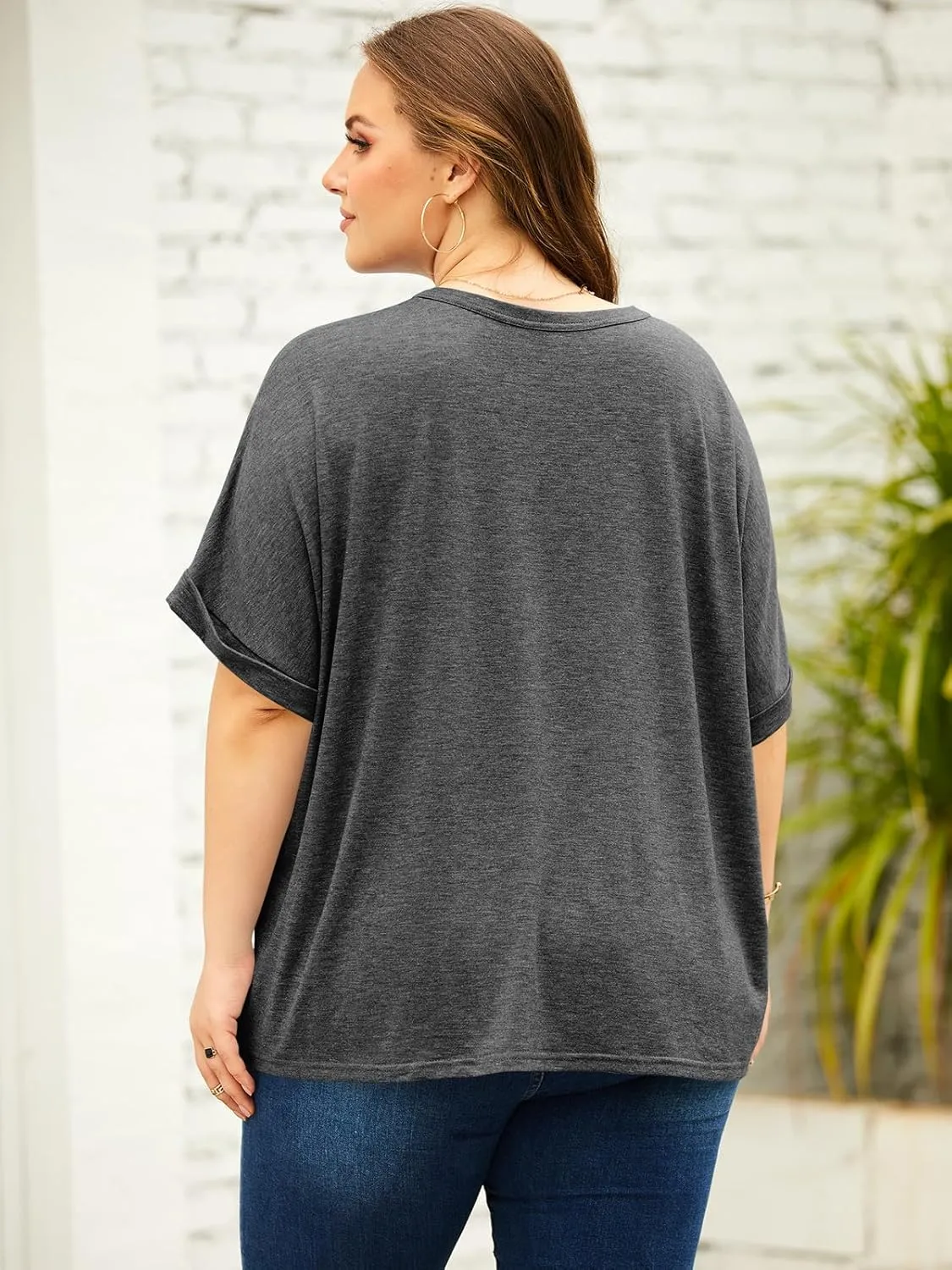 Langwyqu Womens Tops Oversized Tshirts Summer Short Sleeve T Shirts Casual Loose Fit Basic Tees
