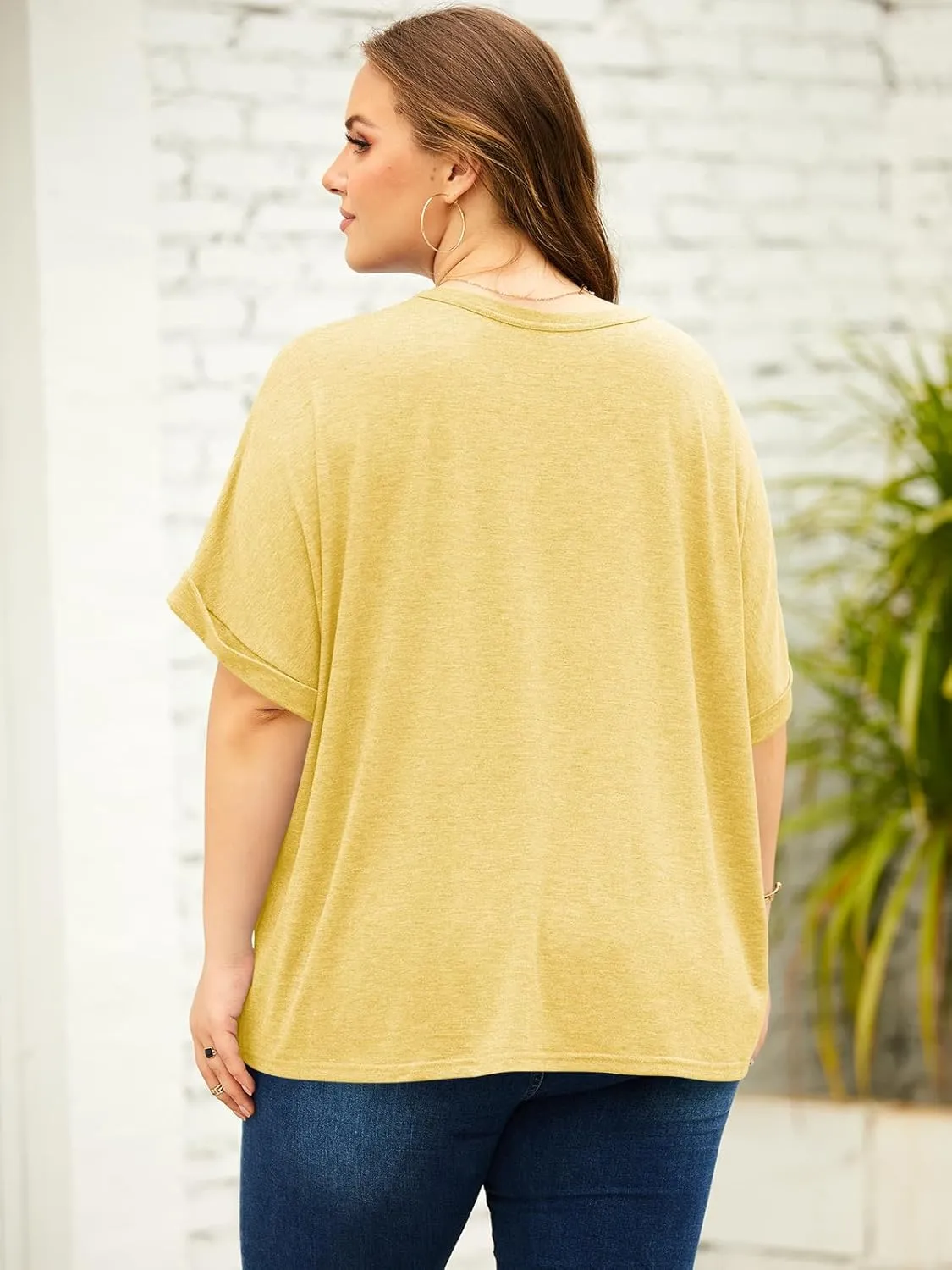 Langwyqu Womens Tops Oversized Tshirts Summer Short Sleeve T Shirts Casual Loose Fit Basic Tees
