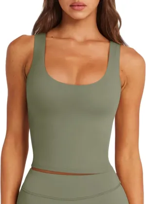 LASLULU Womens Sport Bras Long Line Workout Yoga Gym Athletic Tops Clothes Shirts Camisole Padded Crop Tank Tops