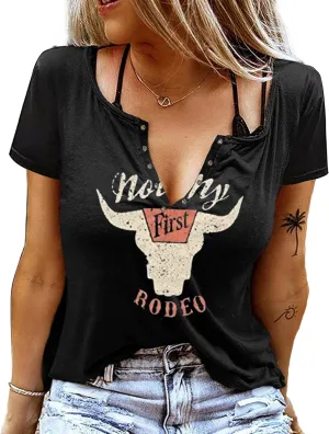 Let 'er Rip Cowboy T-Shirt Tee Women Casual Country Music Short Sleeve Tees Tops