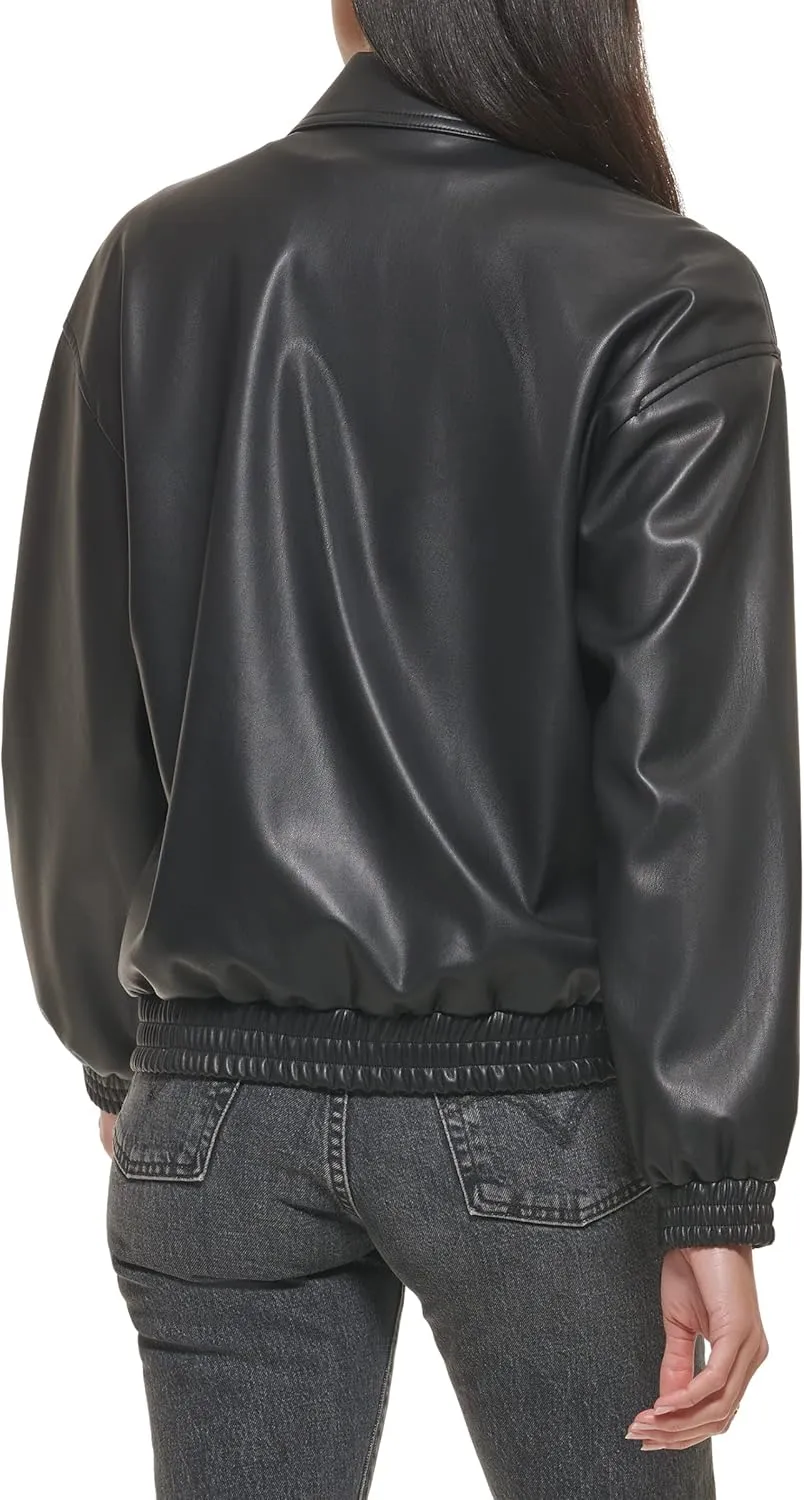 Levi's Women's Faux Leather Lightweight Dad Bomber Jacket