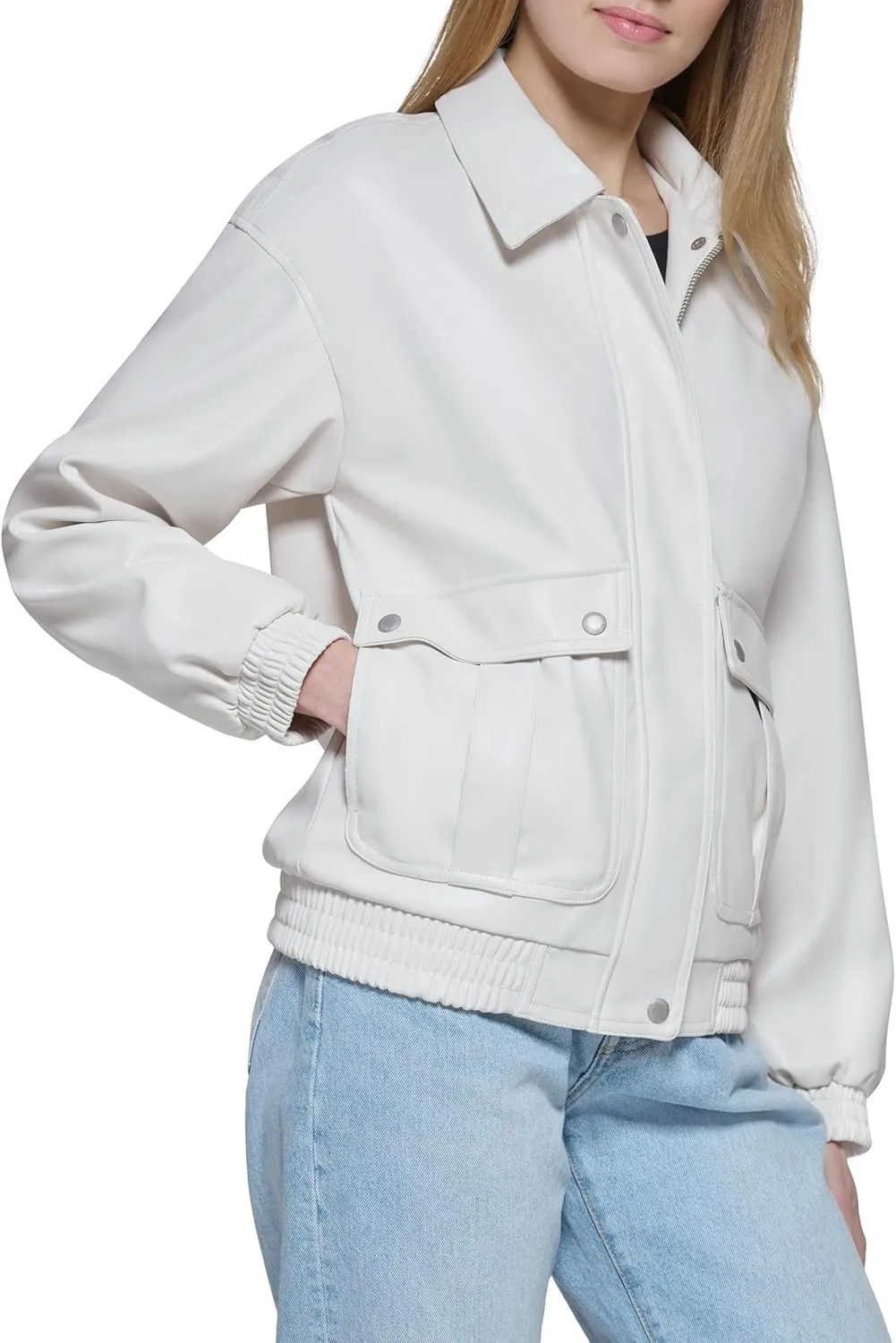 Levi's Women's Faux Leather Lightweight Dad Bomber Jacket