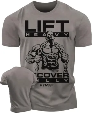 Lift Heavy Recover Fully T-Shirts for Workout, Funny Gym Shirt for Men
