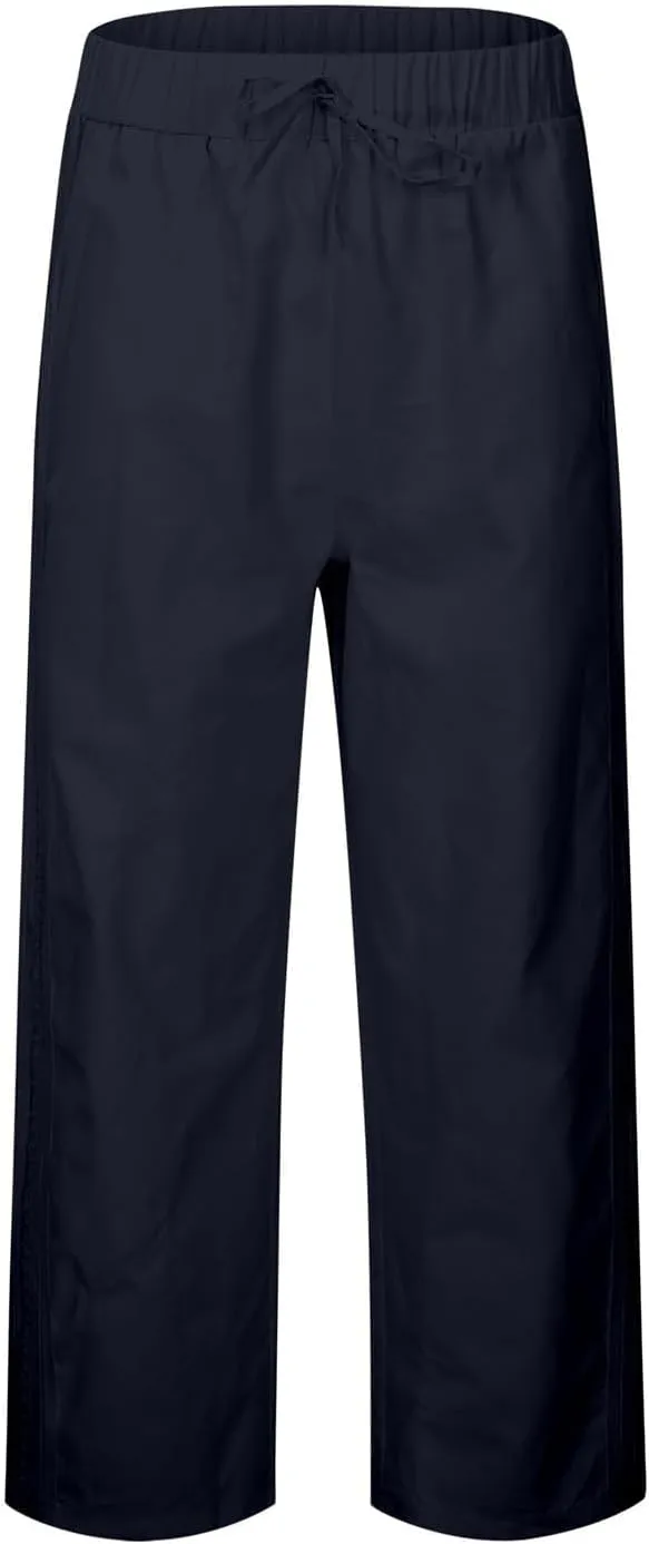 Linen Wide Leg Pants for Women Drawstring High Waisted Palazzo Trousers Loose Casual Summer Cropped Pants with Pockets