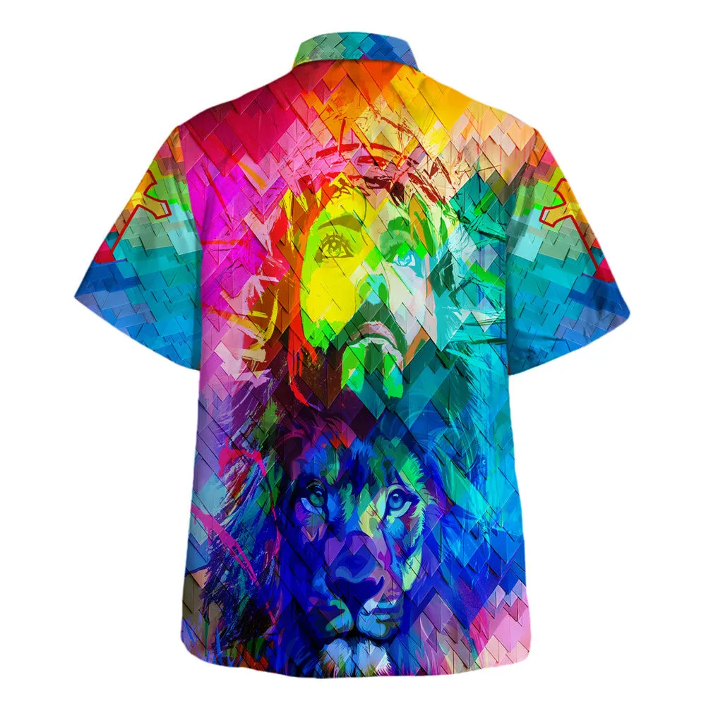 Lion Of Judah Jesus Hawaiian Shirts For Men - Christian Hawaiian Shirt - Hawaiian Summer Shirts