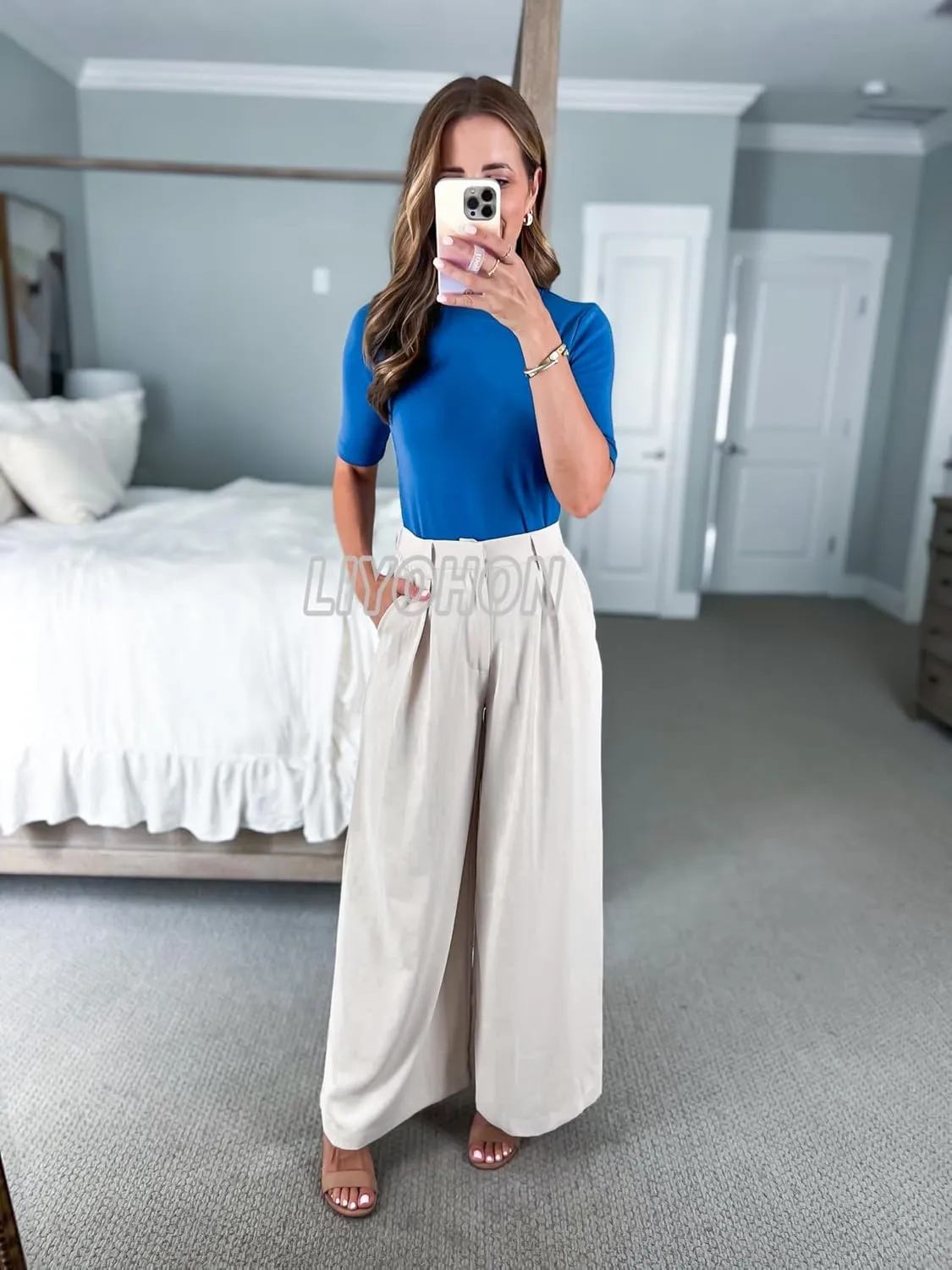 LIYOHON Womens Tops Dressy Casual Mock Turtleneck Business Short Sleeve T Shirts Going Out Tops 2025