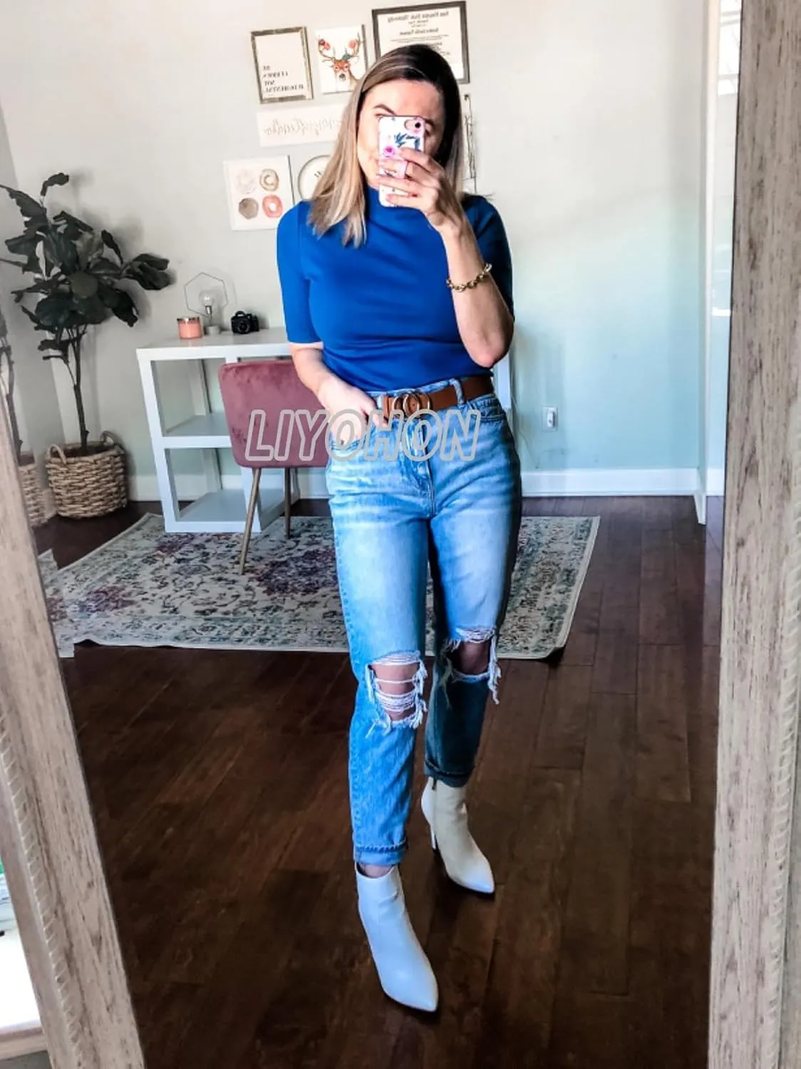 LIYOHON Womens Tops Dressy Casual Mock Turtleneck Business Short Sleeve T Shirts Going Out Tops 2025