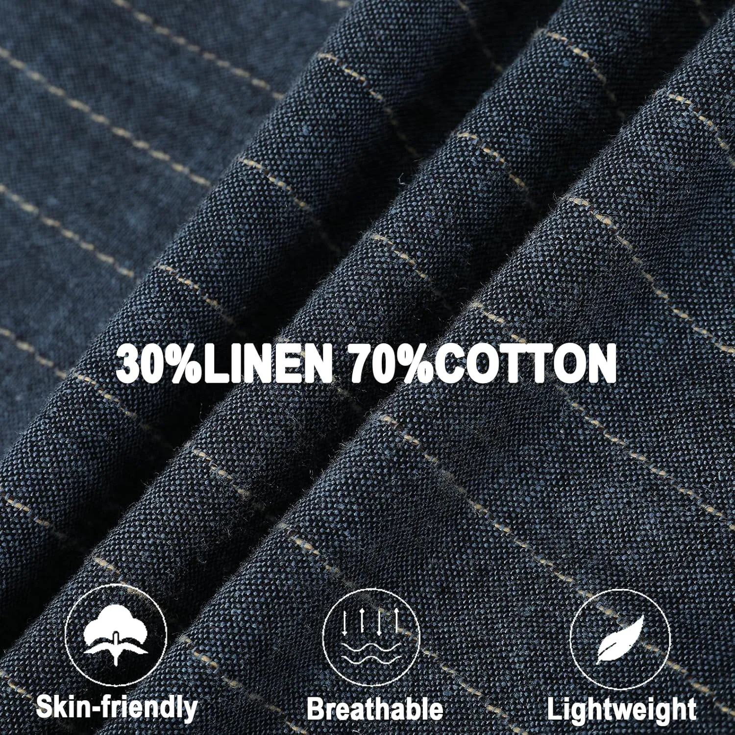 Long Sleeve Shirts for Men Striped Button Down Shirt Mens Casual Dress Shirts Cotton Linen Business Regular Fit Shirt