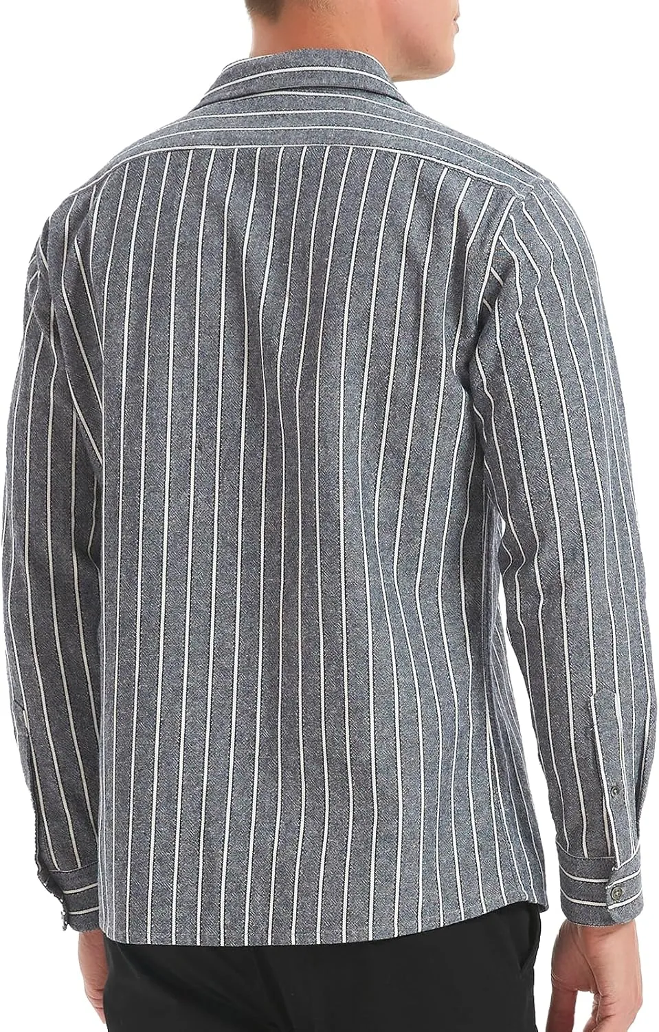 Long Sleeve Shirts for Men Striped Button Down Shirt Mens Casual Dress Shirts Cotton Linen Business Regular Fit Shirt