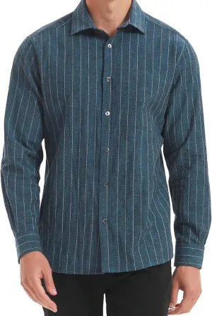 Long Sleeve Shirts for Men Striped Button Down Shirt Mens Casual Dress Shirts Cotton Linen Business Regular Fit Shirt