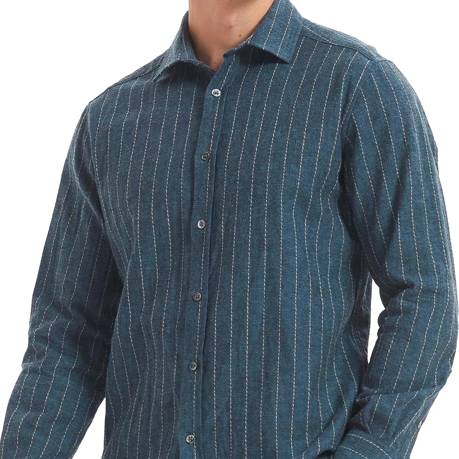 Long Sleeve Shirts for Men Striped Button Down Shirt Mens Casual Dress Shirts Cotton Linen Business Regular Fit Shirt