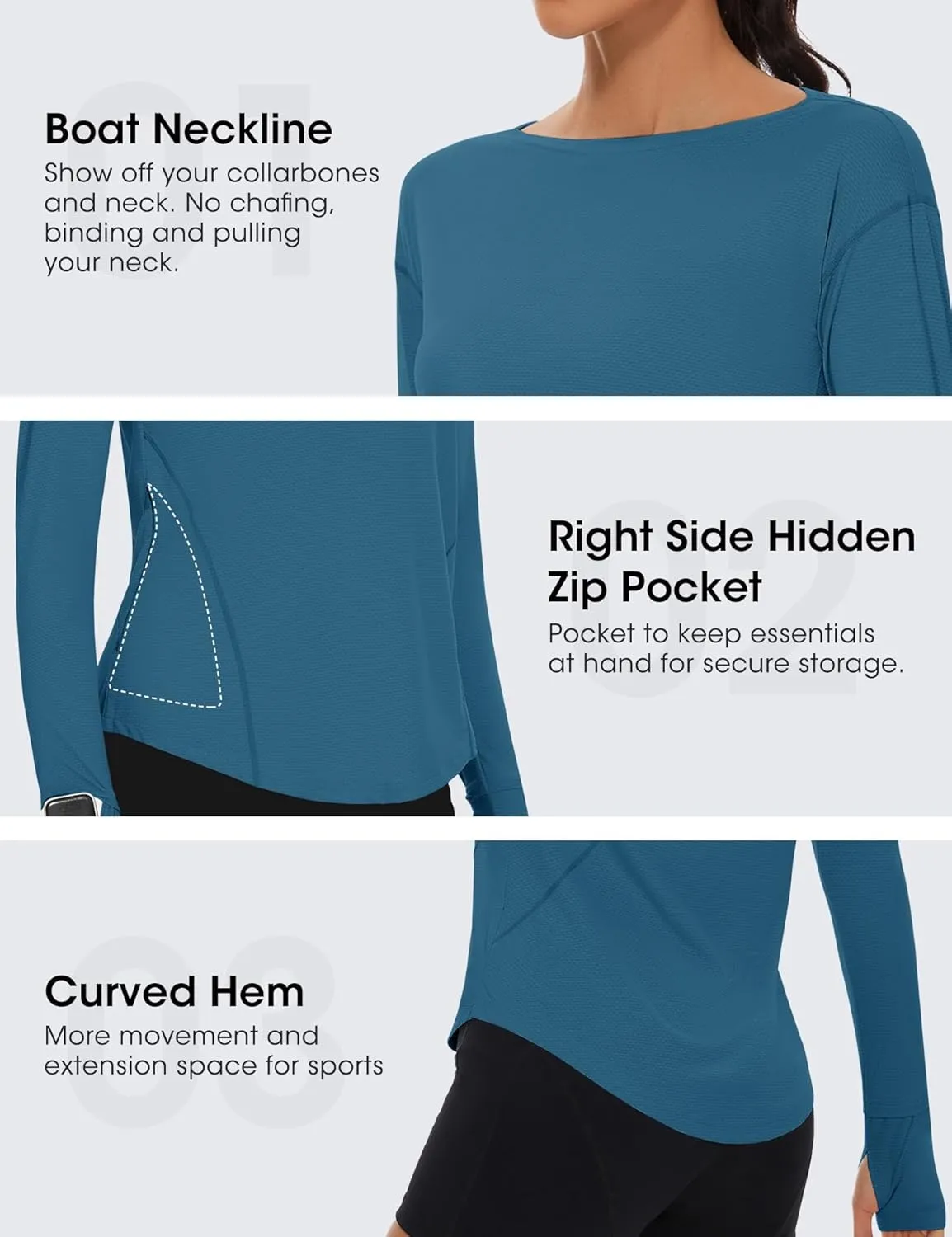 Loovoo Women's Long Sleeve Running Shirts Workout Tops UPF 50  Sun Shirt Quick Dry Athletic T-Shirts with Watching Window