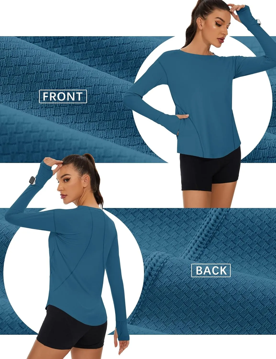 Loovoo Women's Long Sleeve Running Shirts Workout Tops UPF 50  Sun Shirt Quick Dry Athletic T-Shirts with Watching Window
