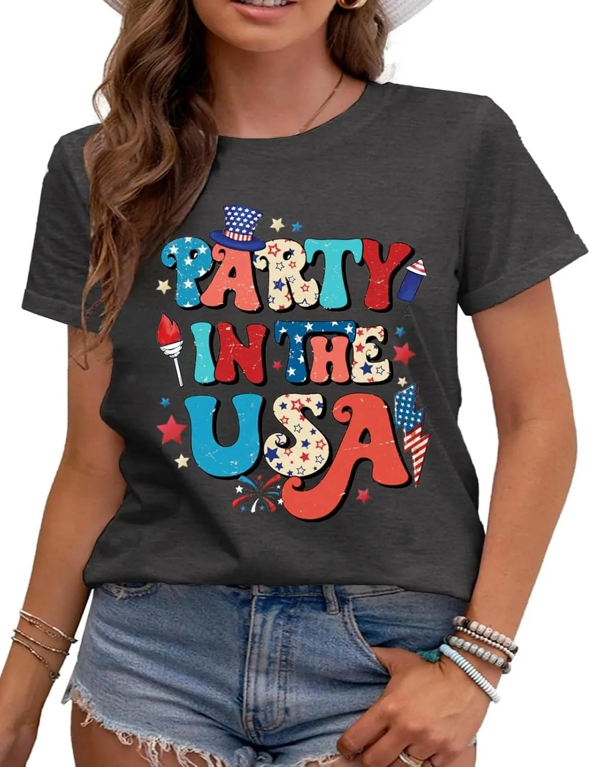 Loves Jesus and America Too Shirt USA Graphic Tees 4th of July Patriotic Independence Day Shirt