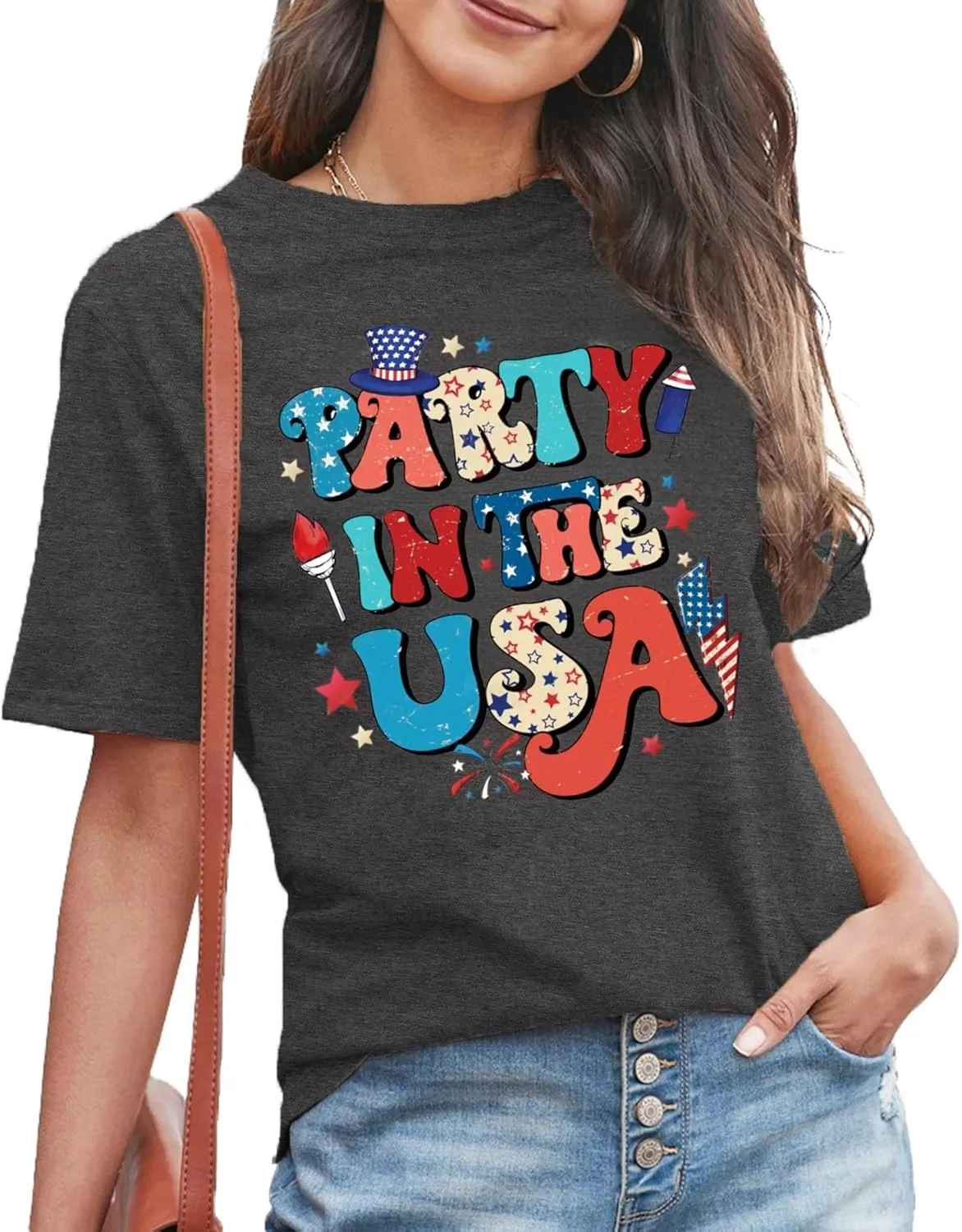 Loves Jesus and America Too Shirt USA Graphic Tees 4th of July Patriotic Independence Day Shirt