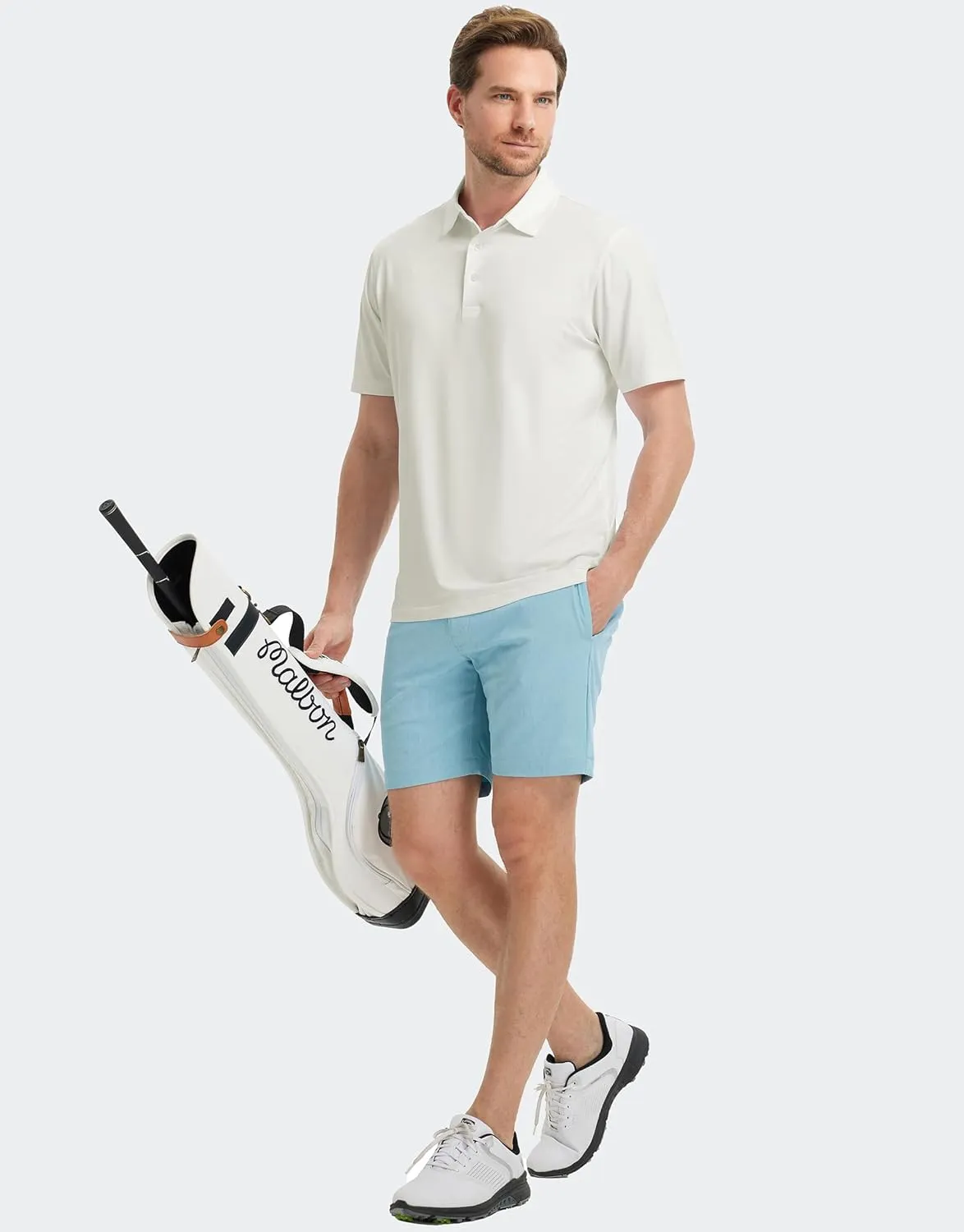 M MAELREG Golf Shirts for Men Dry Fit Moisture Wicking Performance Solid Collared Casual Mens Polo Shirts Short Sleeve