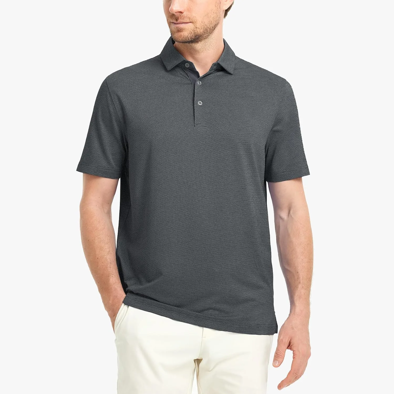 M MAELREG Golf Shirts for Men Dry Fit Short Sleeve Performance Moisture Wicking Heather Jacquard Active Mens Polo Shirts
