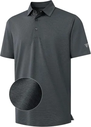 M MAELREG Golf Shirts for Men Dry Fit Short Sleeve Performance Moisture Wicking Heather Jacquard Active Mens Polo Shirts