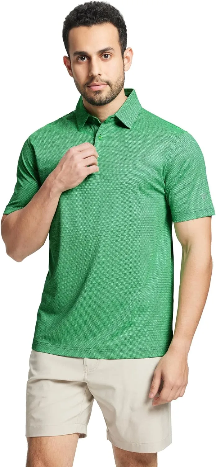 M MAELREG Golf Shirts for Men Dry fit Sports Jacquard Lightweight Performance Texture Short Sleeve Collared Polo Shirts