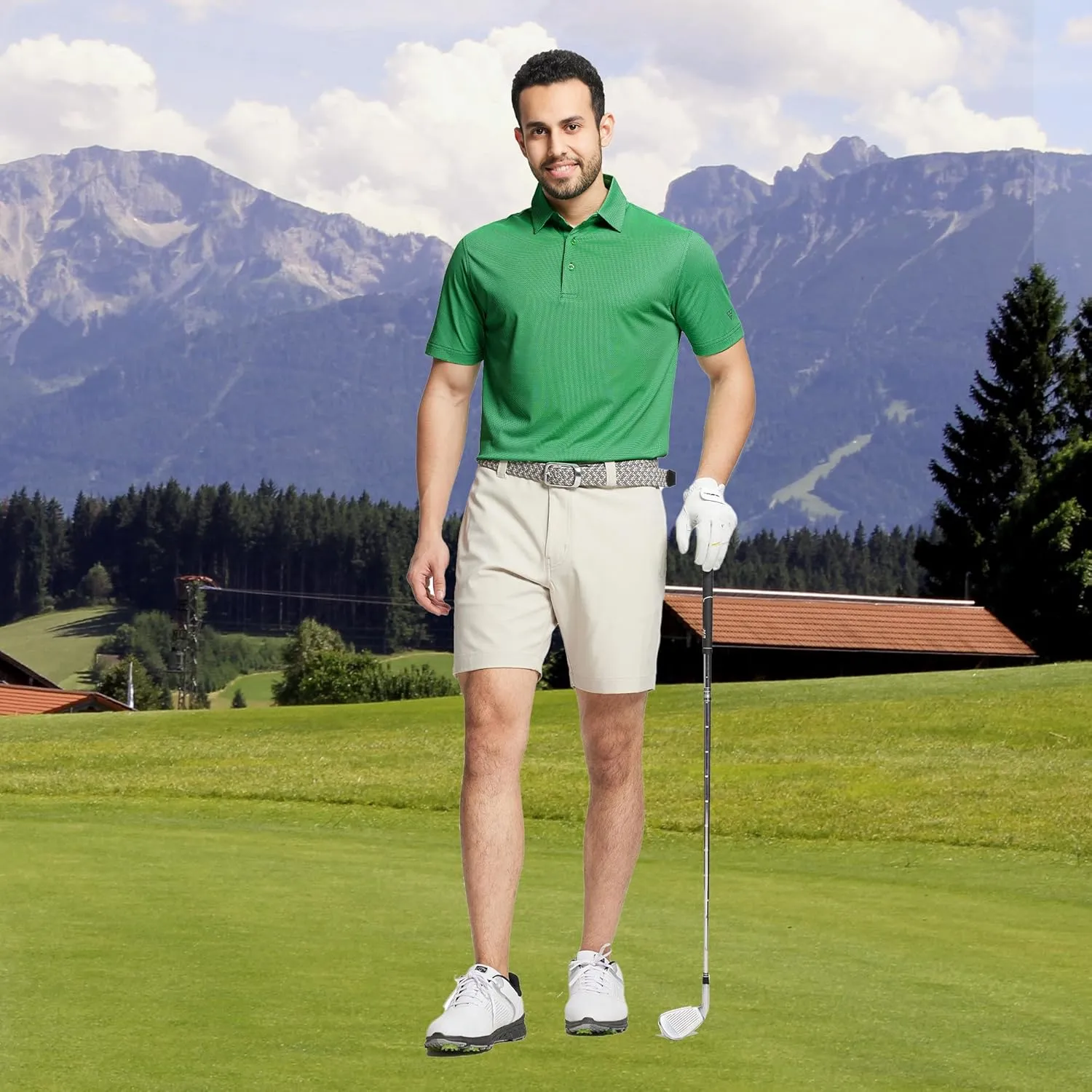 M MAELREG Golf Shirts for Men Dry fit Sports Jacquard Lightweight Performance Texture Short Sleeve Collared Polo Shirts