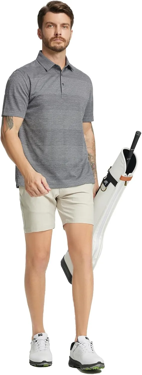 M MAELREG Golf Shirts for Men Heather Jacquard Performance Lightweight Moisture Wicking Active Casual Mens Polo Shirts