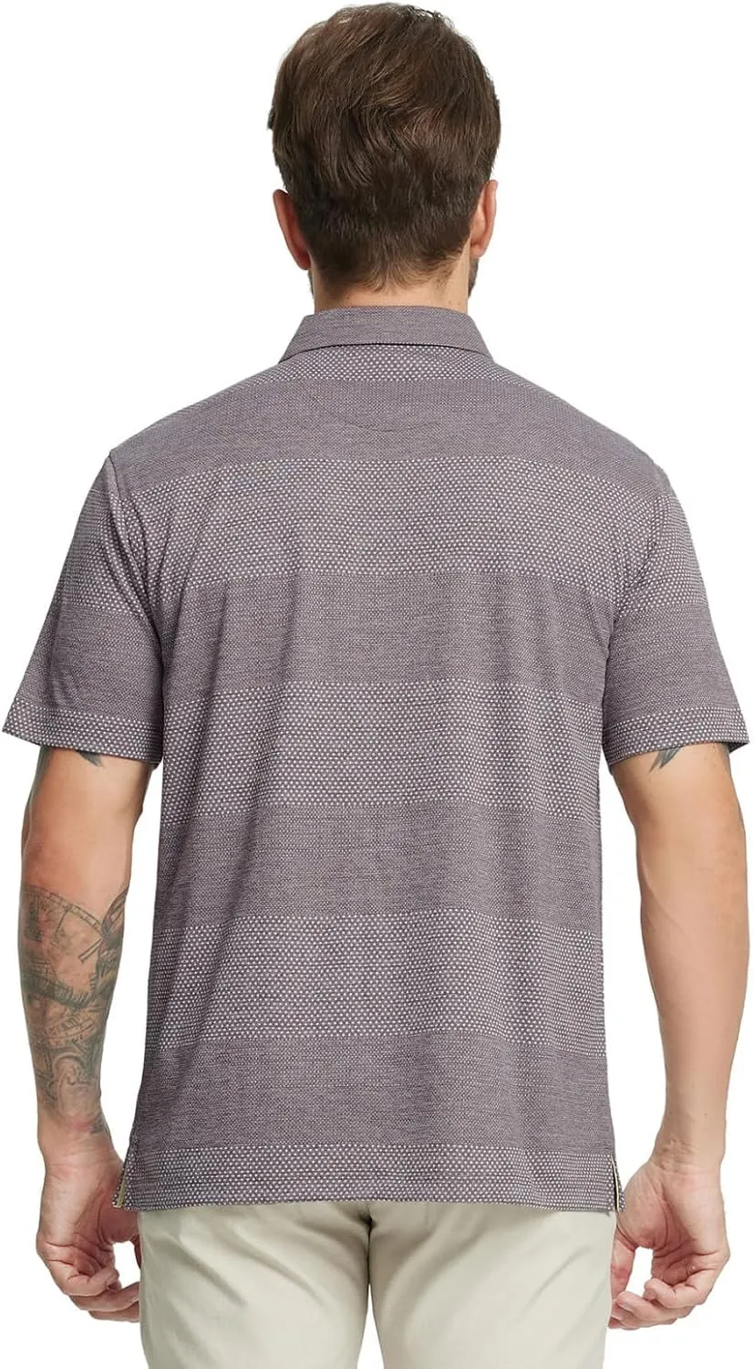 M MAELREG Golf Shirts for Men Heather Jacquard Performance Lightweight Moisture Wicking Active Casual Mens Polo Shirts