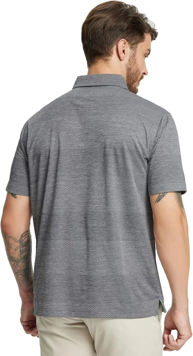 M MAELREG Golf Shirts for Men Heather Jacquard Performance Lightweight Moisture Wicking Active Casual Mens Polo Shirts