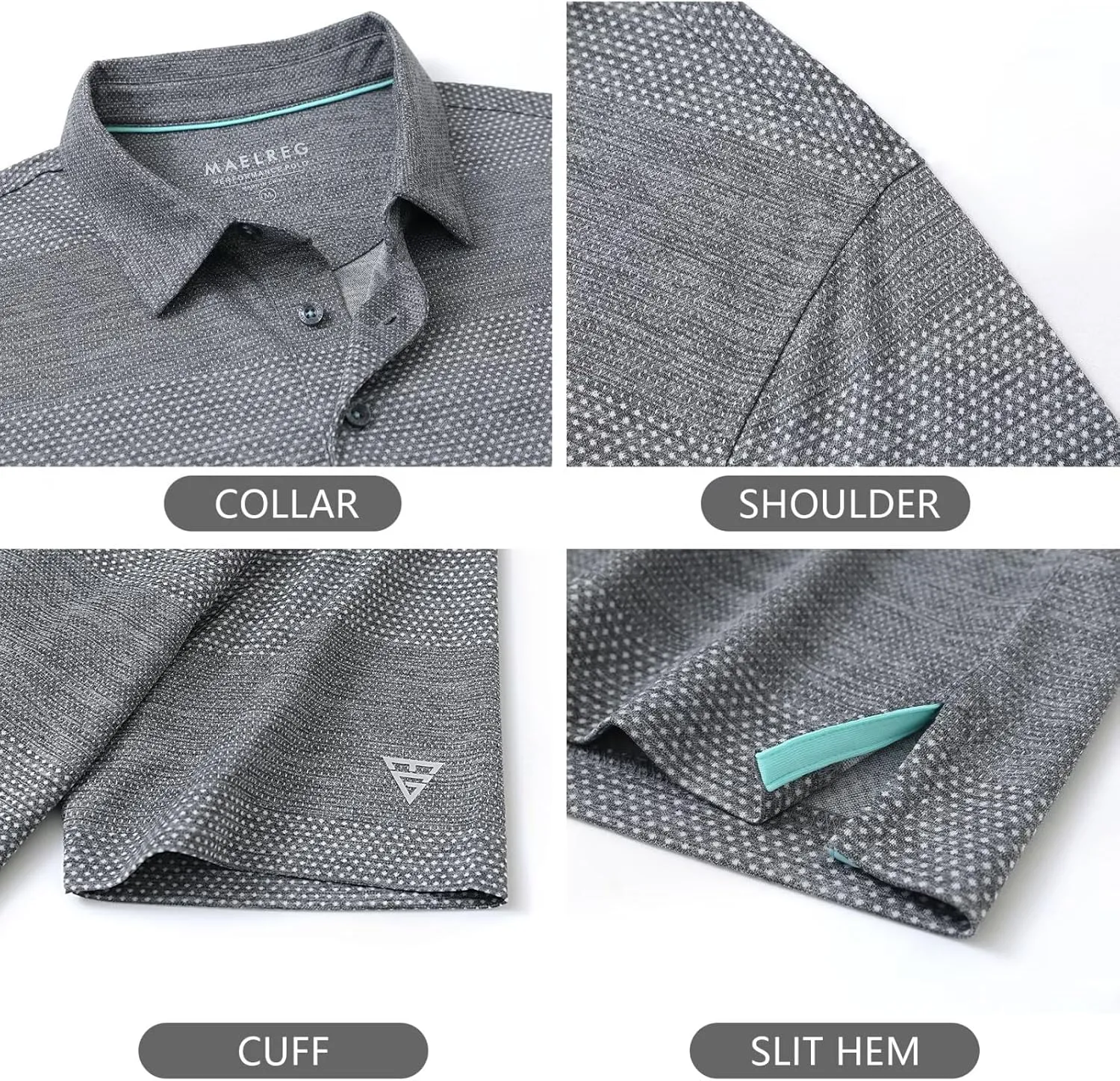 M MAELREG Golf Shirts for Men Heather Jacquard Performance Lightweight Moisture Wicking Active Casual Mens Polo Shirts