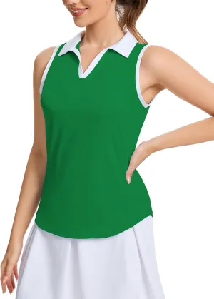 M MOTEEPI Womens Golf Shirts Sleeveless Polo Shirts for Women Quick Dry Ladies Golf Tops Tennis Athletic Polo