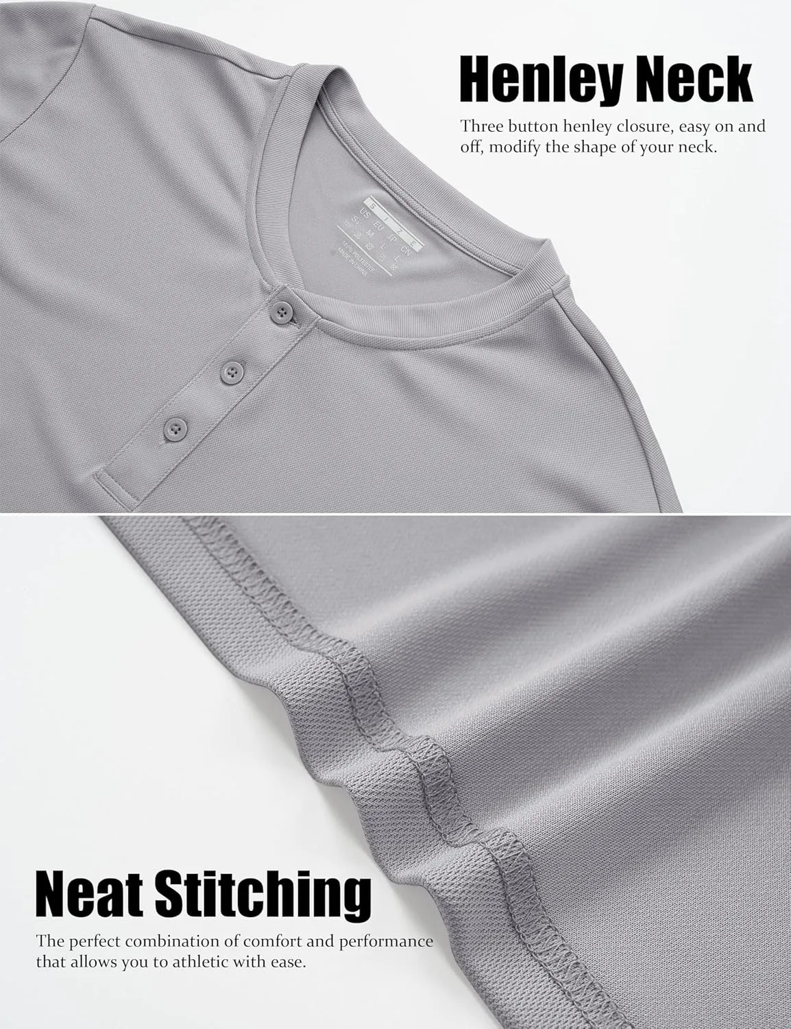 MAGCOMSEN Men's Henley Shirts Short Sleeve Casual Collarless Shirt Quick Dry Summer T-Shirts Golf Workout Tops