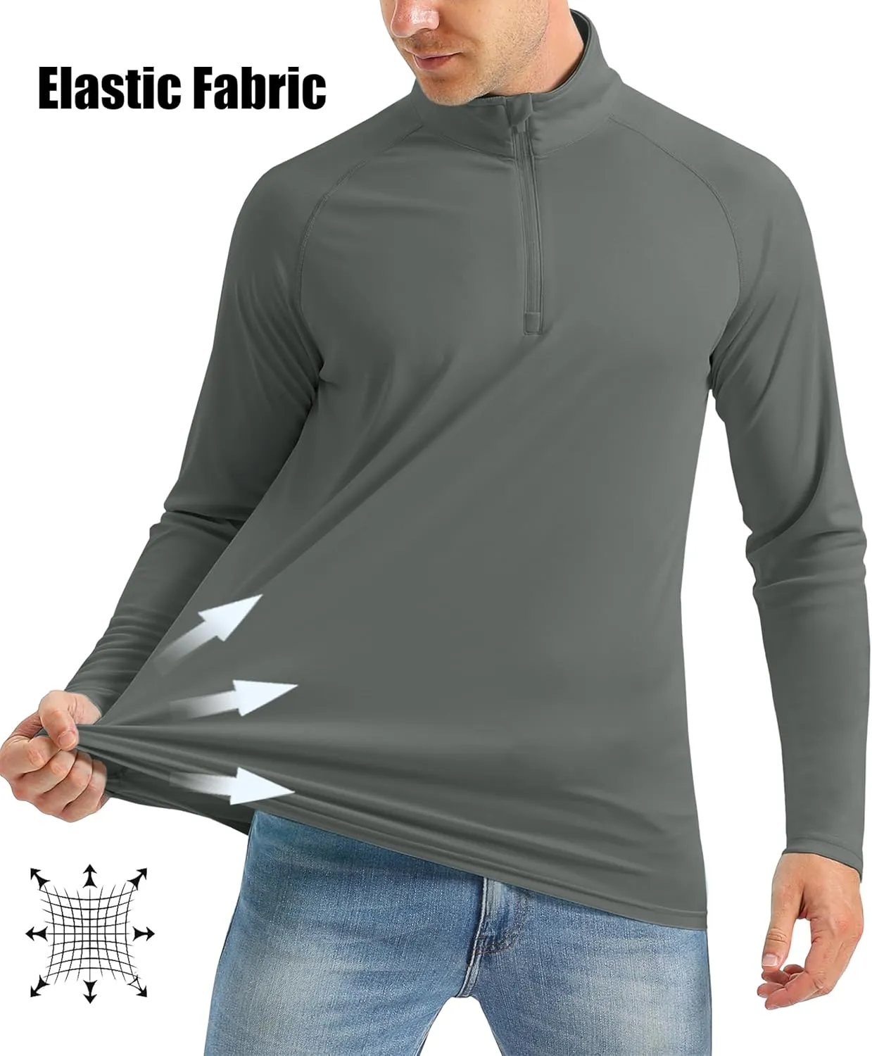 MAGCOMSEN Men's Long Sleeve Sun Shirts UPF 50  Tees 1/4 Zip Up Fishing Running Rash Guard T-Shirts Outdoor Shirt