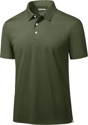 MAGCOMSEN Men's Polo Shirts 3 Buttons Casual Work T Shirts Quick Dry Short Sleeve Golf Shirt Pique Jersey Outdoor Performance