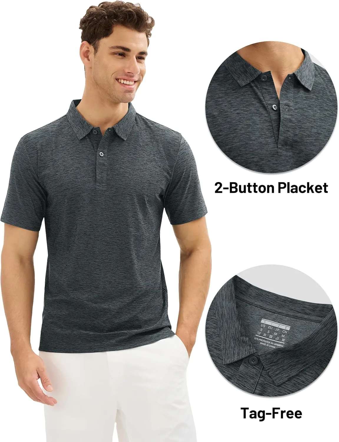 MAGCOMSEN Mens Polo Shirts Dry Fit Golf Shirts Moisture Wicking Athletic Workout Golf Polo Tees Casual Collared Shirt