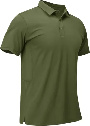 MAGCOMSEN Men's Polo Shirts Short Sleeve Cotton Pique Golf Shirt Casual Collared Shirt Lightweight Work Shirts with 3 Buttons