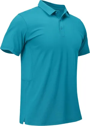 MAGCOMSEN Men's Polo Shirts Short Sleeve Cotton Pique Golf Shirt Casual Collared Shirt Lightweight Work Shirts with 3 Buttons