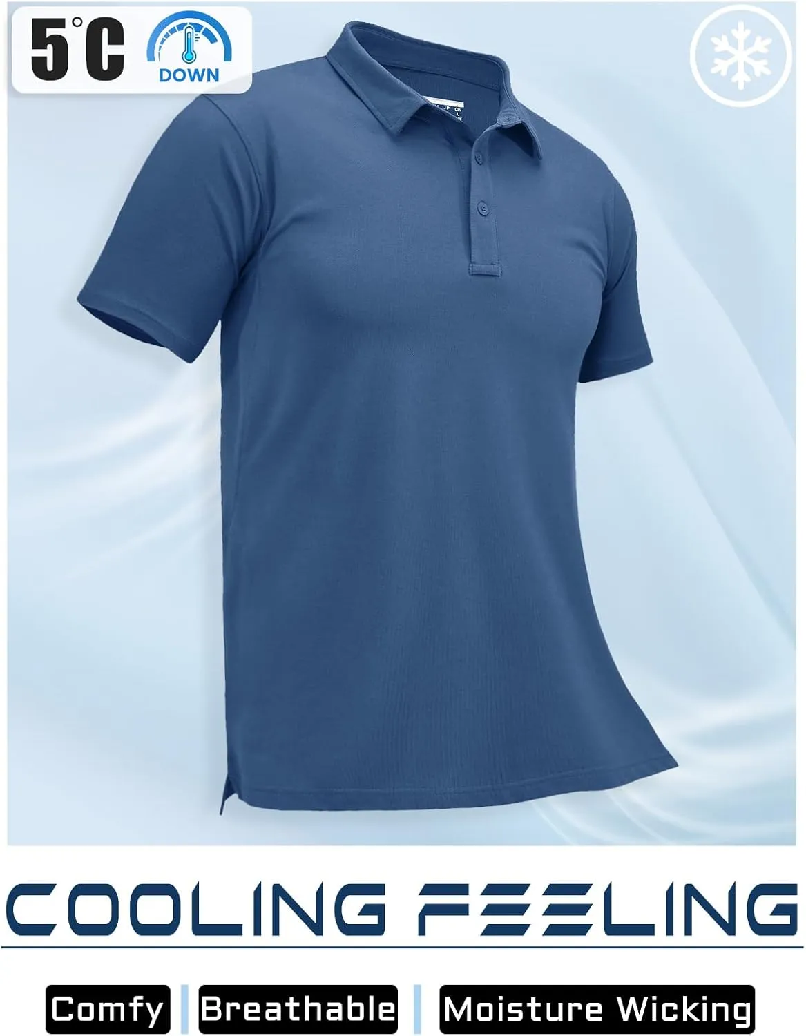 MAGCOMSEN Men's Polo Shirts Short Sleeve Cotton Pique Golf Shirt Casual Collared Shirt Lightweight Work Shirts with 3 Buttons