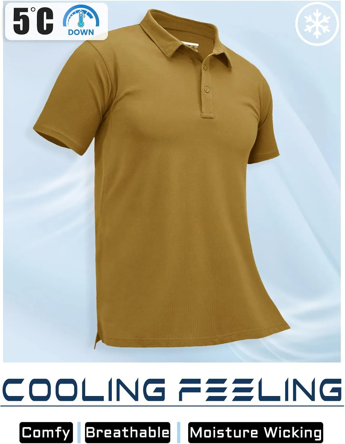 MAGCOMSEN Men's Polo Shirts Short Sleeve Cotton Pique Golf Shirt Casual Collared Shirt Lightweight Work Shirts with 3 Buttons