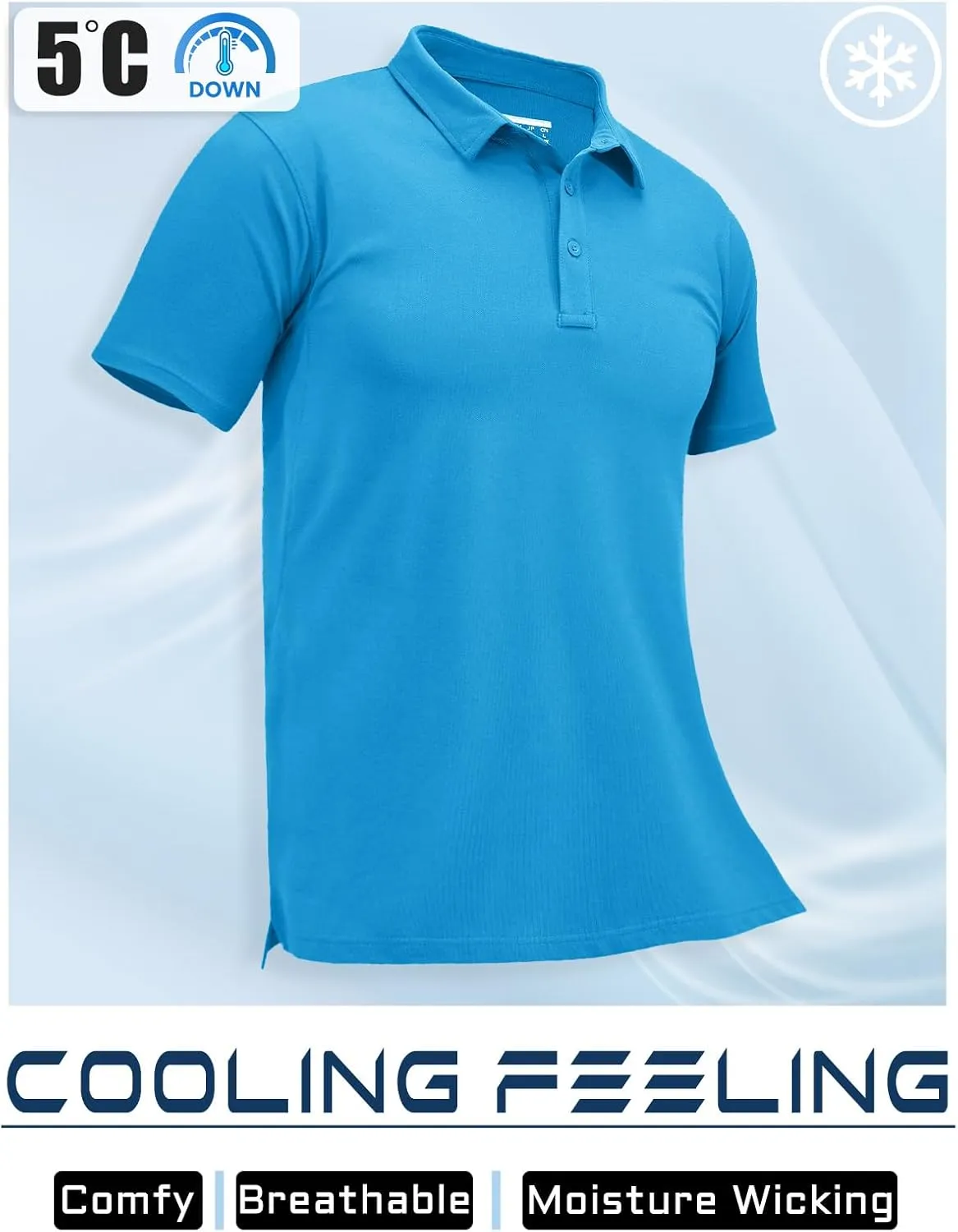 MAGCOMSEN Men's Polo Shirts Short Sleeve Cotton Pique Golf Shirt Casual Collared Shirt Lightweight Work Shirts with 3 Buttons