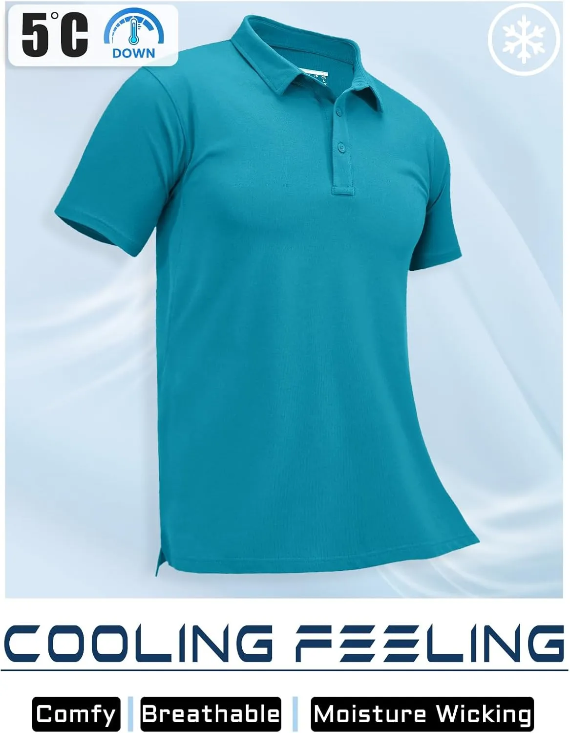 MAGCOMSEN Men's Polo Shirts Short Sleeve Cotton Pique Golf Shirt Casual Collared Shirt Lightweight Work Shirts with 3 Buttons