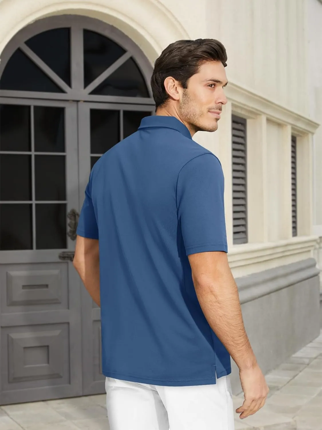 MAGCOMSEN Men's Polo Shirts Short Sleeve Cotton Pique Golf Shirt Casual Collared Shirt Lightweight Work Shirts with 3 Buttons